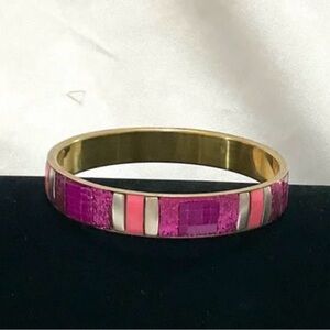 Bangle Bracelet with Glass Inserts